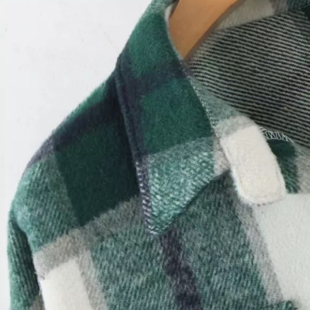 SOLD OUT Green Plaid Oversized Flannel Shacket Shirt Jacket - Picture 6 of 15